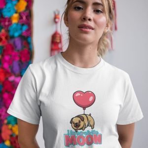 Printed T Shirts-Valentine’s Day – Cute Pug Love You To The Moon Design-by ZingerTees-Unisex-EL9120277