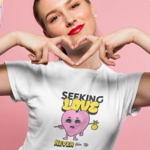 Printed T Shirts-Valentine’s Day – Seeking Love Never Give Up Design-by ZingerTees-Unisex-EL9120263