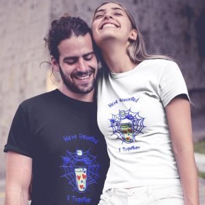 Printed T Shirts-Valentine’s Day – We’re Haunted and Together Design-by ZingerTees-Set of 2 Couple Tees-EL9120256