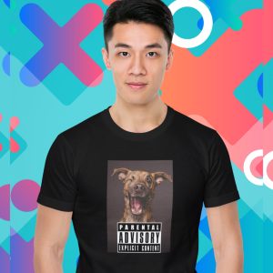 EqualLife Pure Cotton Chest Print T Shirt-Slogan Funny Dog-Parental Advisory-Design-18-by ZingerTees-Unisex-EL9120469