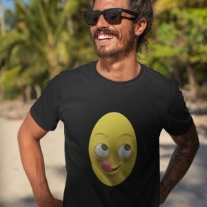 EqualLife Pure Cotton Chest Print T Shirt-Funny Egg head Emoji Design-1-by ZingerTees-Unisex-EL9120447