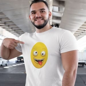 EqualLife Pure Cotton Chest Print T Shirt-Funny Egg head Emoji Design-3-by ZingerTees-Unisex-EL9120449