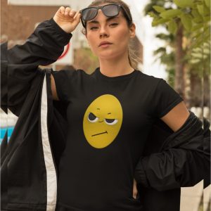 EqualLife Pure Cotton Chest Print T Shirt-Funny Egg head Emoji Design-6-by ZingerTees-Unisex-EL9120452