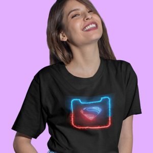 EqualLife Pure Cotton Chest Print T Shirt-Superman Neon Icon Design-10-by ZingerTees-Unisex-EL9120421