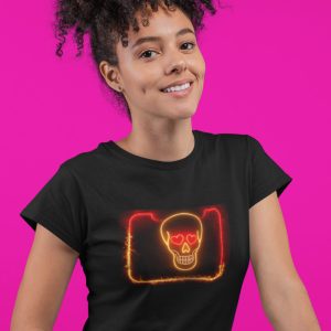 EqualLife Pure Cotton Chest Print T Shirt-Skull Hearts Neon Icon Design-2-by ZingerTees-Unisex-EL9120413