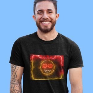 EqualLife Pure Cotton Chest Print T Shirt-Emoji Hearts Neon Icon Design-5-by ZingerTees-Unisex-EL9120416