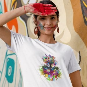 EqualLife Printed T Shirts-Super Dry-fit – Holi Design – 15 – Tree Of Color-by ZingerTees-Unisex-EL9120513