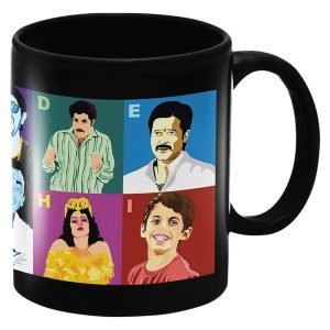 Designer Ceramic Mug-Bollywood Characters A to I Design-By EqualLife -EL7222133-A – Black