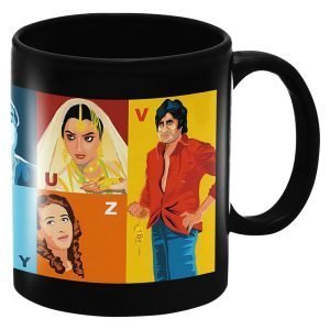 Designer Ceramic Mug-Bollywood Characters R to Z Design-By EqualLife -EL7222133-C – Black