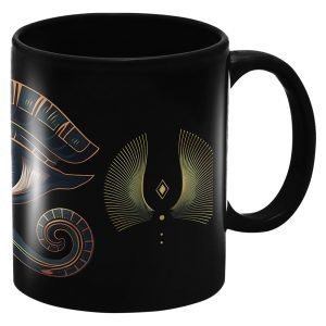 Designer Ceramic Mug-Egyptian Art-Horus Design-By EqualLife -EL7222135 – Black