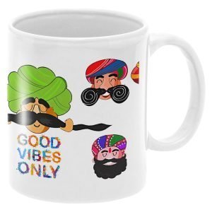 Designer Ceramic Mug-Moochwala Good Vibes Design-By EqualLife -EL7222122 – White