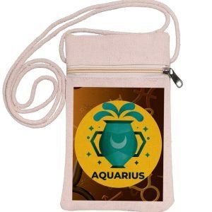 Eco-Friendly Recycled Cotton Canvas Mobile Phone Sling  Bag – Design-Zodiac Sign-Aquarius – EL8220244