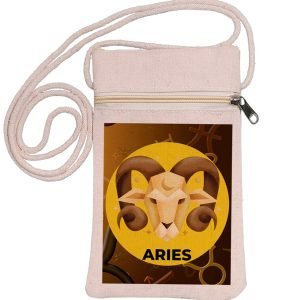 Eco-Friendly Recycled Cotton Canvas Mobile Phone Sling  Bag – Design-Zodiac Sign-Aries – EL8220245