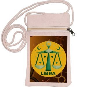 Eco-Friendly Recycled Cotton Canvas Mobile Phone Sling  Bag – Design-Zodiac Sign-Libra – EL8220250