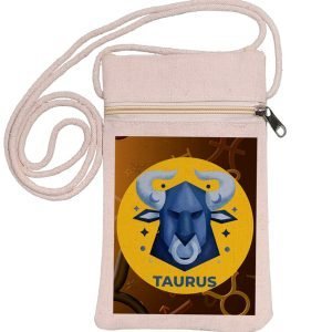 Eco-Friendly Recycled Cotton Canvas Mobile Phone Sling  Bag – Design-Zodiac Sign-Taurus – EL8220254