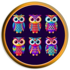 Designer Round Coaster -Lucky Owls Design-By EqualLife -EL7232040