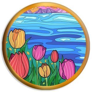 Designer Round Coaster -Lotus Design-By EqualLife -EL7232052