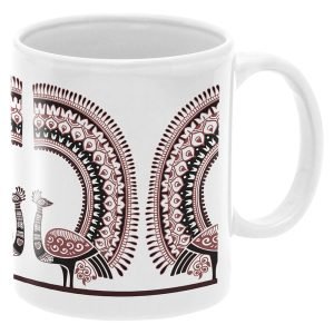 Designer Ceramic Mug-Tribal Art Peacock Design-By EqualLife -EL7222125 – White