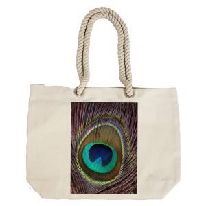 Eco-Friendly Recycled Cotton Canvas Tote Bag – Peacock Feather Design-103 – EL8220349