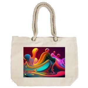 Eco-Friendly Recycled Cotton Canvas Tote Bag – Abstract Waves Design-65 – EL8220311