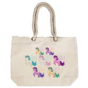 Eco-Friendly Recycled Cotton Canvas Tote Bag – Unicorns Design-66 – EL8220312