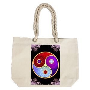 Eco-Friendly Recycled Cotton Canvas Tote Bag – Ying And Yang Design-67 – EL8220313