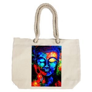 Eco-Friendly Recycled Cotton Canvas Tote Bag – Buddha Design-70 – EL8220316