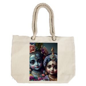 Eco-Friendly Recycled Cotton Canvas Tote Bag – Radha Krishna Design-71 – EL8220317