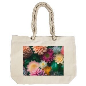 Eco-Friendly Recycled Cotton Canvas Tote Bag – Flowers-2 Design-75 – EL8220321