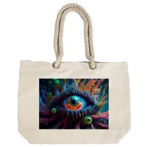 Eco-Friendly Recycled Cotton Canvas Tote Bag – Eye Of Horus Design-78 – EL8220324