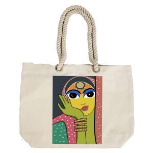 Eco-Friendly Recycled Cotton Canvas Tote Bag – Tribal Art-1 Design-79 – EL8220325