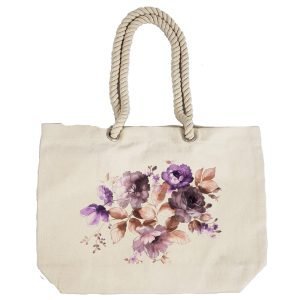 Eco-Friendly Recycled Cotton Canvas Tote Bag – Flowers-3 Design-82 – EL8220328