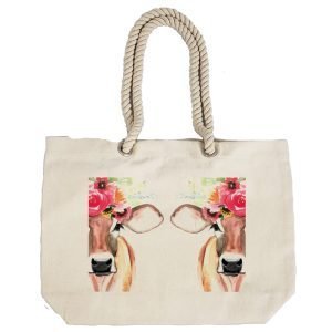 Eco-Friendly Recycled Cotton Canvas Tote Bag – Cute Deers Design-83 – EL8220329