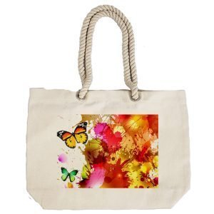 Eco-Friendly Recycled Cotton Canvas Tote Bag – Butterfly Design-88 – EL8220334