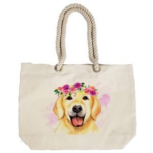 Eco-Friendly Recycled Cotton Canvas Tote Bag – Cute Dog Design-89 – EL8220335