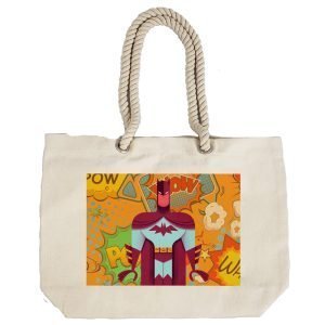 Eco-Friendly Recycled Cotton Canvas Tote Bag – Dark Kinight Toon Design-93 – EL8220339