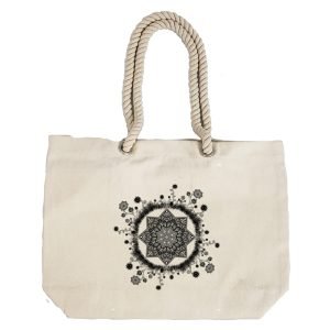 Eco-Friendly Recycled Cotton Canvas Tote Bag – Star Mandala Design-96 – EL8220342