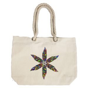 Eco-Friendly Recycled Cotton Canvas Tote Bag – Six Feathers Design-99 – EL8220345