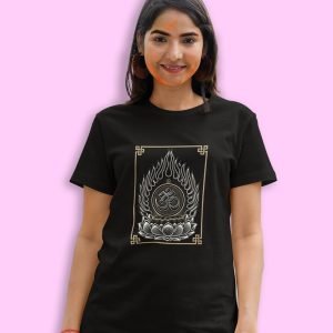 Pure Cotton Bio-Washed Chest Printed T-Shirt – Vedic-Sanatan – Om Design – by ZingerTees-Unisex-EL9120546