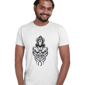 Pure Cotton Bio-Washed Chest Printed T-Shirt – Hindu God – Hanuman Design 6 – by ZingerTees-Unisex-EL9120549