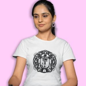 Pure Cotton Bio-Washed Chest Printed T-Shirt – Sifi Series – R2D2 Design 2 – by ZingerTees-Unisex-EL9120563