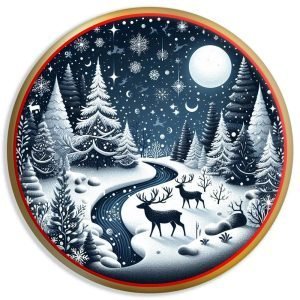 Designer Round Coaster -Winter Glow Design-3-By EqualLife -EL7232135