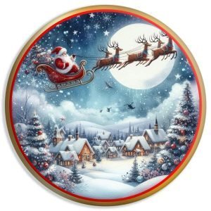 Designer Round Coaster -Reindeer Dash Design-6-By EqualLife -EL7232138