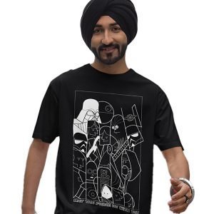 Pure Cotton Bio-Washed Chest Printed T-Shirt – Sifi Series – Star Wars Tribute – by ZingerTees-Unisex-EL9120564