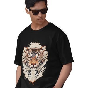 Pure Cotton Bio-Washed Chest Printed T-Shirt – Eco Earth – Tiger Design 2 – by ZingerTees-Unisex-EL9120538