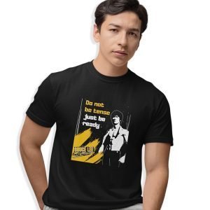 Pure Cotton Bio-Washed Chest Printed T-Shirt – Inspirations – Bruce Lee – Don’t Be Tense – by ZingerTees-Unisex-EL9120609