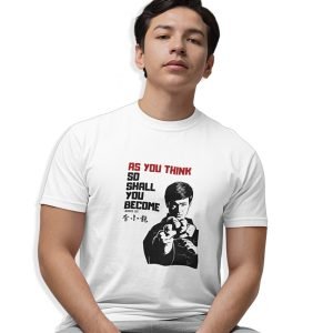 Pure Cotton Bio-Washed Chest Printed T-Shirt – Inspirations – Bruce Lee – As You Think – by ZingerTees-Unisex-EL9120611