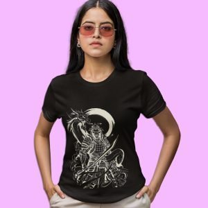 Pure Cotton Bio-Washed Chest Printed T-Shirt – Mythology – The Dragon Samurai – by ZingerTees-Unisex-EL9120601