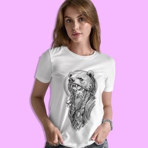 Pure Cotton Bio-Washed Chest Printed T-Shirt – Mythology – The Berserker Spirit Warrior – by ZingerTees-Unisex-EL9120605