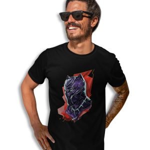 Pure Cotton Bio-Washed Chest Printed T-Shirt – Superhero Series – Black Panther Design 1 – by ZingerTees-Unisex-EL9120576